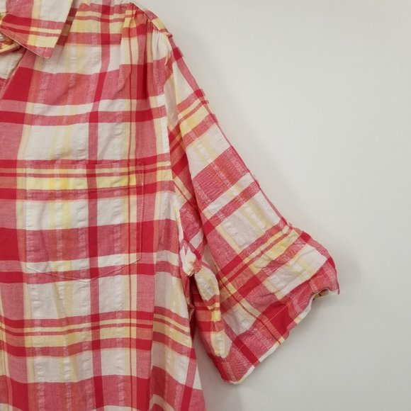 Woman Within Plaid Women's Short Sleeved Button Down Shirt Size Large - Picture 6 of 12